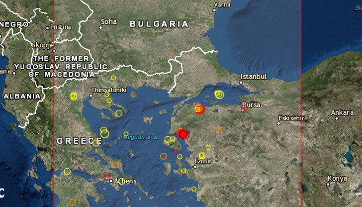 Трусът е регистриран на територията на Турция около 20:20 часа