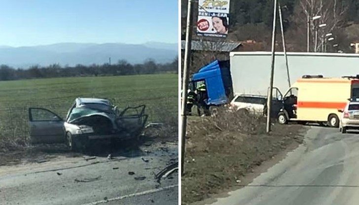 ТИР е размазал лек автомобил „Фолксваген Пасат“