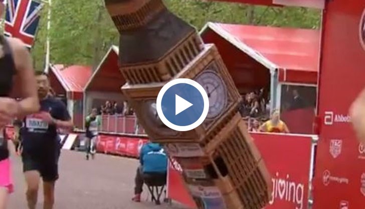 Лукас Бейтс опита да постави рекорд, облечен като емблематичната часовникова кула