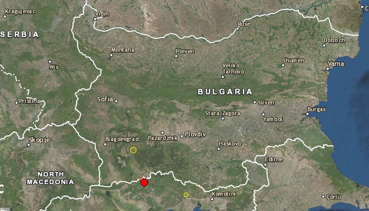Трусът е отчетен на 143 км южно от София