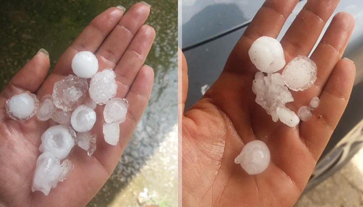 Размерът на градовите зърна беше колкото орех