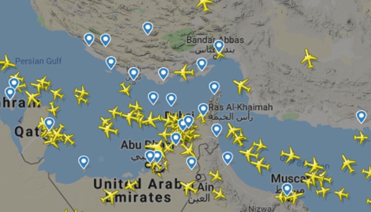 Много авиокомпании информираха, че ще избягват Ормузкия проток и Залива на Оман