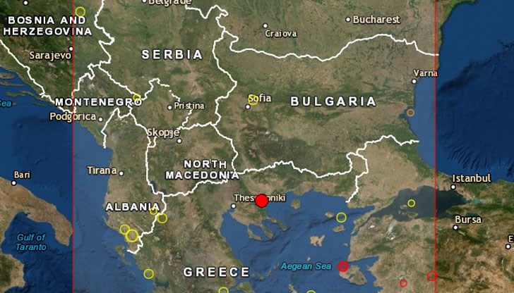 Епицентърът на земетресението е между Серес и Солун