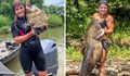 Американка улови огромен сом с голи ръце