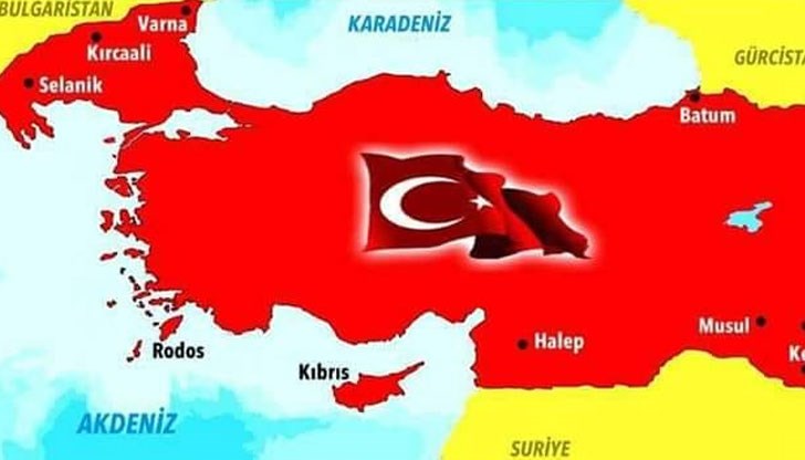 Картата е поместена във фейсбук профил, свързан с министъра на националната отбрана на Турция Хулуси Акар с текст "Ще си върнем само това, което е наше!"