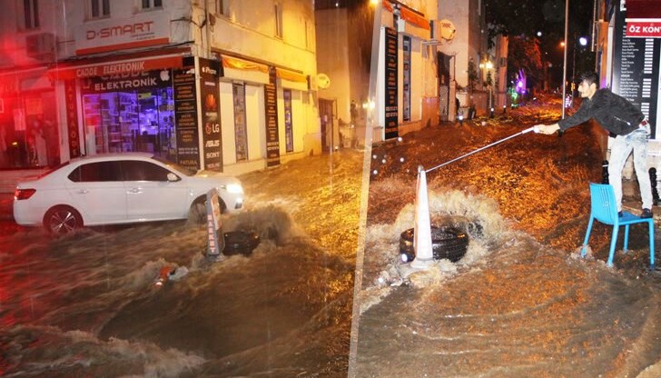 Няколко жилищни сгради и хотели бяха наводнени, а десетки коли се оказаха под вода