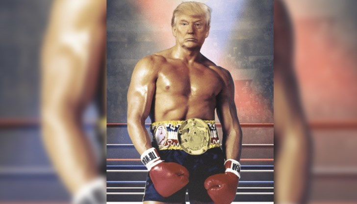 На фотомонтажа изражението на лицето на Тръмп е сериозно, а погледът му е гневен На фотомонтажа изражението на лицето на Тръмп е сериозно, а погледът му е гневен