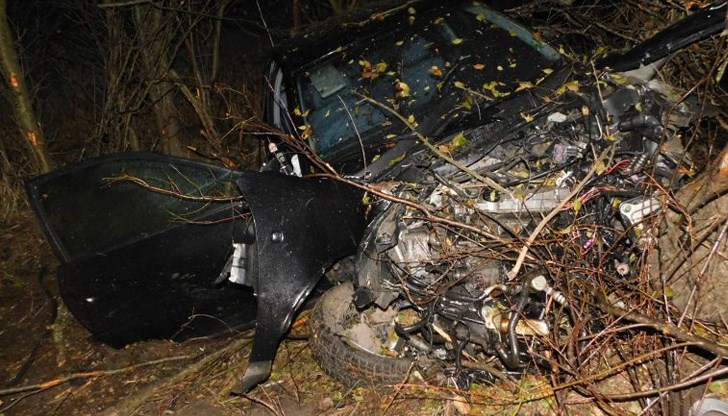 „Ауди А3“ е излязъл от пътя и се е забил в крайпътно дърво