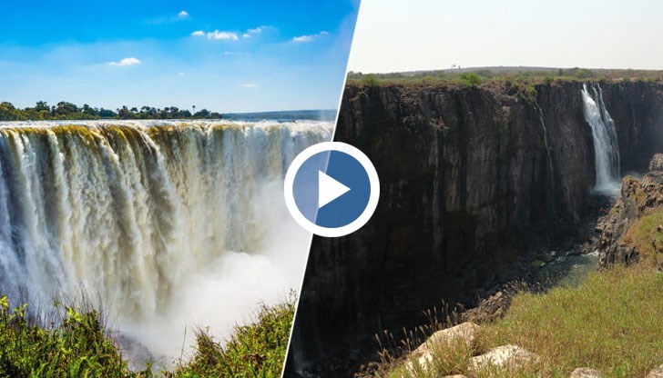Един от най-внушителните водопади в света, се превърна в невзрачна струя заради сушата