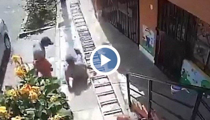 Възрастният мъж се ядосал, че бояджията му пречи да мине по тротоара и му разклатил стълбата