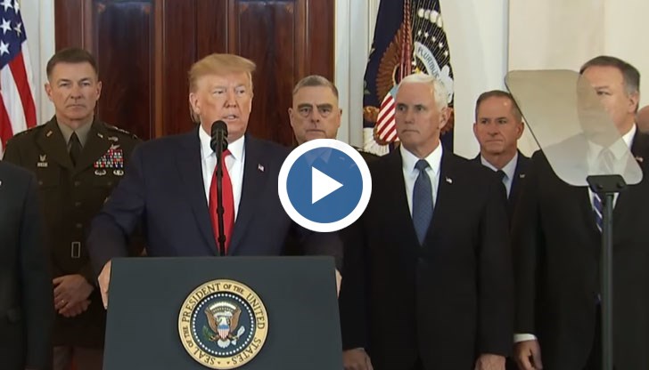 Президентът заяви, че налага нови мощни санкции срещу Иран, докато Техеран не промени унищожителното си поведение