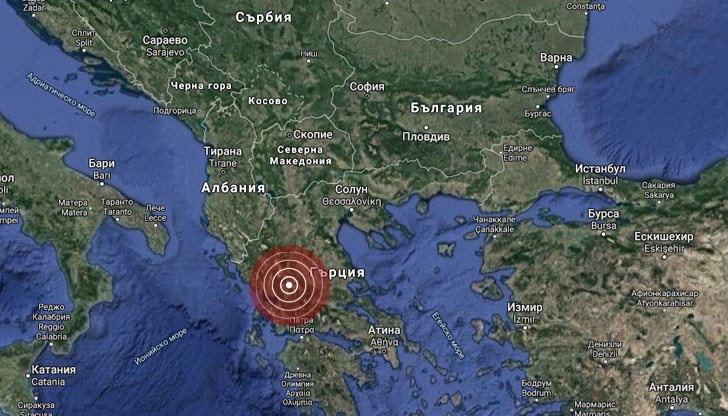 Трусът с магнитуд 4,7 по скалата на Рихтер е регистрирано в района на Кардица, Централна Гърция