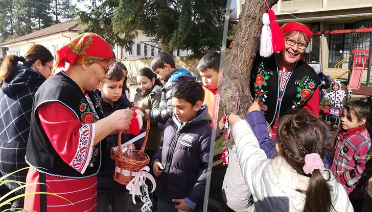 В центъра на селото малките палавници посрещнаха  усмихната старица