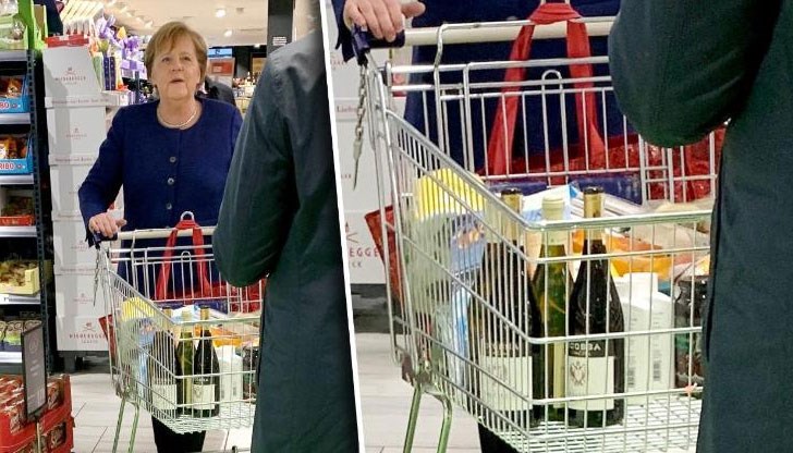 Германският канцлер пазарува без маска
