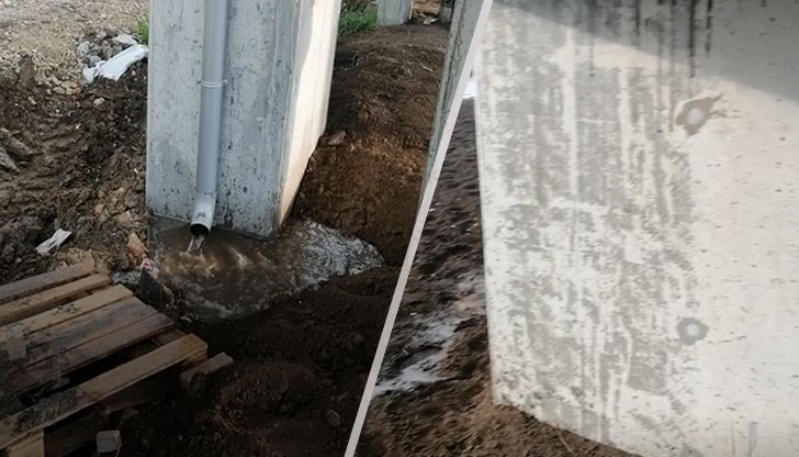 Отвсякъде тече вода, а единствената тръба, която отвежда водата, е в основите на моста
