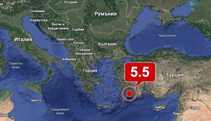 Трусът е регистриран на 18 километра от град Мармарис Трусът е регистриран на 18 километра от град Мармарис