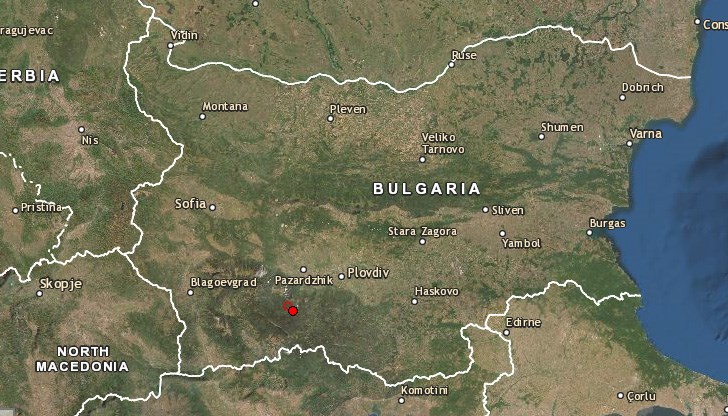 Трусът е регистриран вчера в 21:06 часа Трусът е регистриран вчера в 21:06 часа