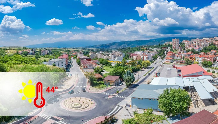 Най-високата температура на въздуха през деня е измерена в Сандански - 44.2°