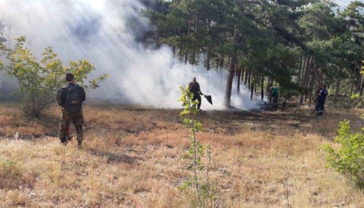 Няма опасност огънят да навлезе в селото Няма опасност огънят да навлезе в селото
