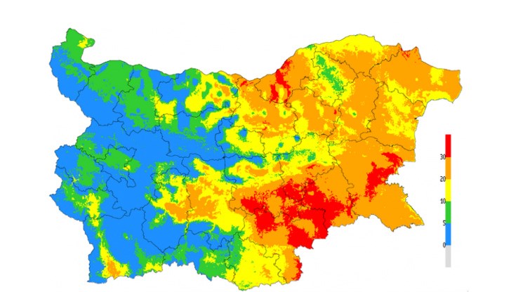 Опасността от бързоразрастващи се пожари е голяма в посочените области