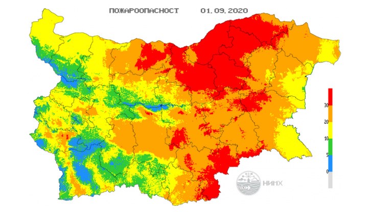 Справка на Националния институт по метеорология за 1 септември