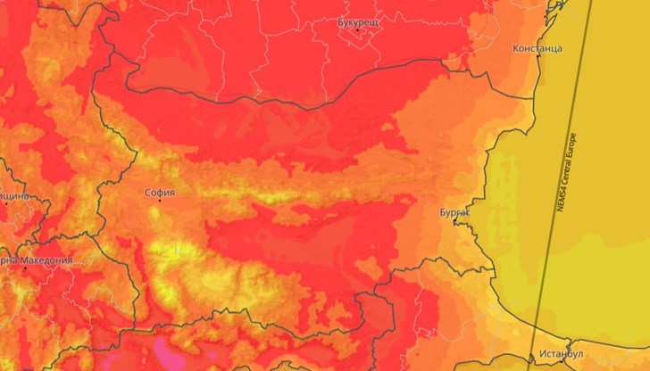 Най-високите температури към 15:00 часа са отчетени в Свищов, Пловдив, Пазарджик и Чирпан – 37 °C