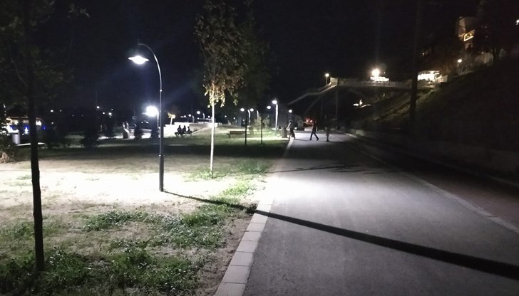 Осветява се не пътя, а зелените площи встрани