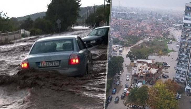 Силен дъжд, придружен с градушка, наводни улици и булеварди Силен дъжд, придружен с градушка, наводни улици и булеварди