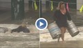 Жена се хвърли с риск за живота в океана, за да спаси два кега с бира