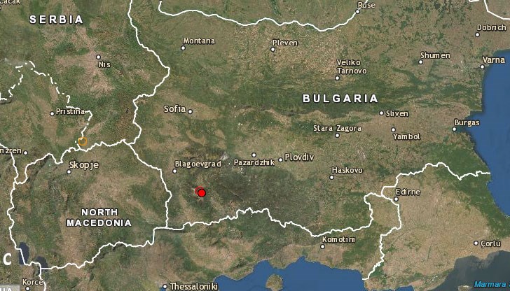 Трусът е усетен в 14:15 часа