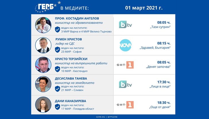 По трите национални телевизии тази сутрин може ДА ГЛЕДАТЕ ЯКО "ГЕРБ"