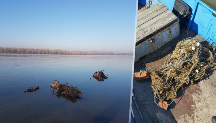 В хода на проверката е намерена една немаркирана хрилна мрежа, поставена в работно положение с дължина 50 метра В хода на проверката е намерена една немаркирана хрилна мрежа, поставена в работно положение с дължина 50 метра