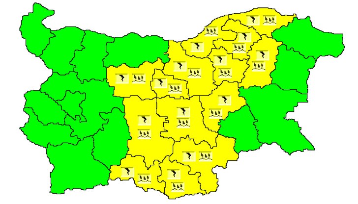 Ще има условия за гръмотевични бури и градушки Ще има условия за гръмотевични бури и градушки