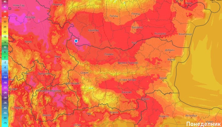 Най-топло ще е над Дунавската равнина. Очакваните температури ще са между 35-44 градуса по Целзий