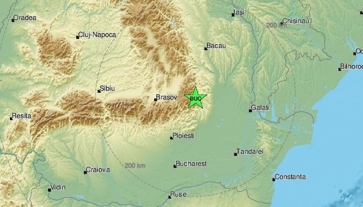 Трусът е бил усетен в района на Брашов