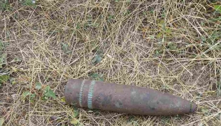 55 милиметров снаряд, открит в близост до град Тутракан, област Силистра бе извозен и унищожен на полигон "Дивдядово“