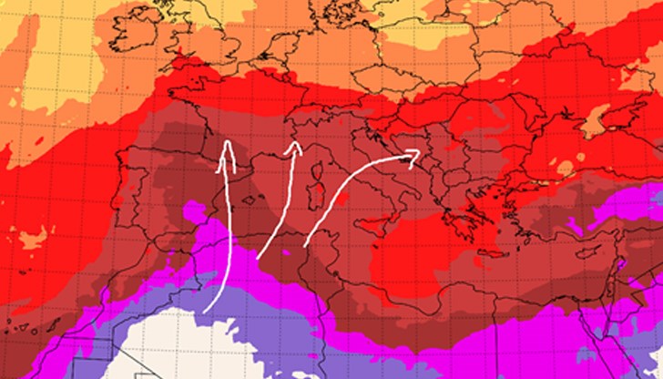 Синоптичната обстановка се определя от преобладаващ мощен пренос на гореща въздушна маса от Северна Африка