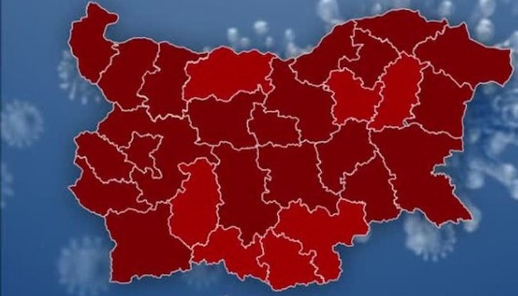 Всички области в страната са в червено или тъмно червено по показатели на заболеваемост от коронавирус
