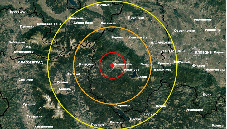 Серия от слаби земетресения от роев тип в този район се наблюдава от 15.11.2021 г.