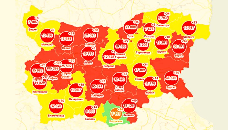 12 области у нас остават в червената зона на COVID картата