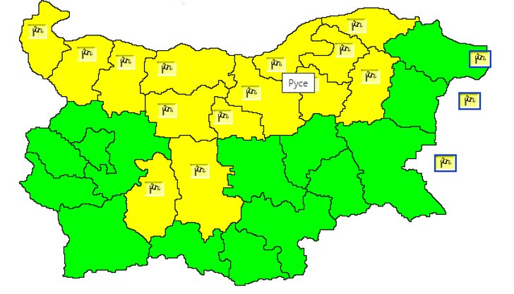 Преобладаващите максимални температури ще са между 6° до 11° Преобладаващите максимални температури ще са между 6° до 11°