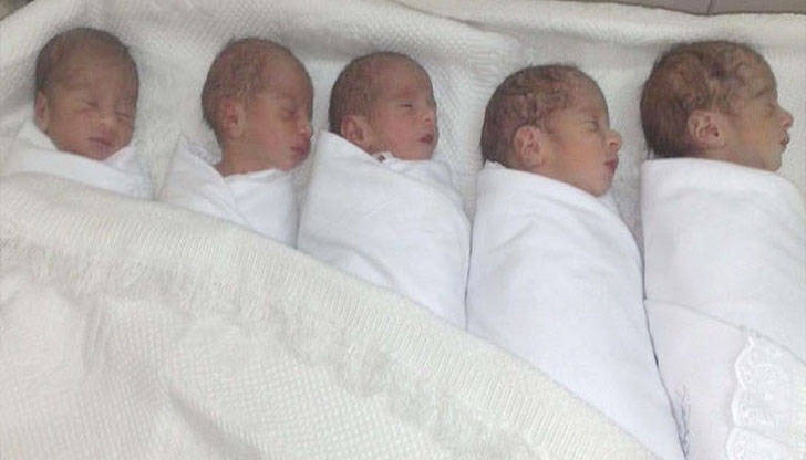 Теглото на всяко от десетте новородени е от 950 до