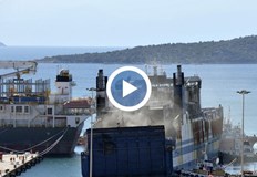 Кадрите са заснети на втория етаж на корабаКадри от изгорелия