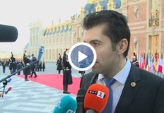 Премиерът Кирил Петков дава изявление пред медии след срещата на