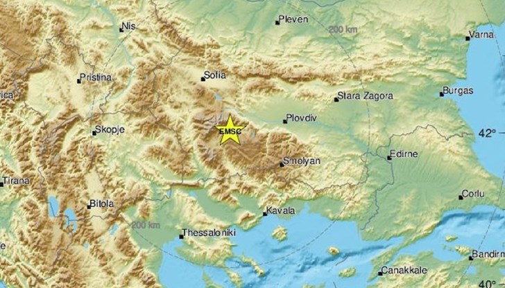 Земетресението е регистрирано днес в 18:52 часа
