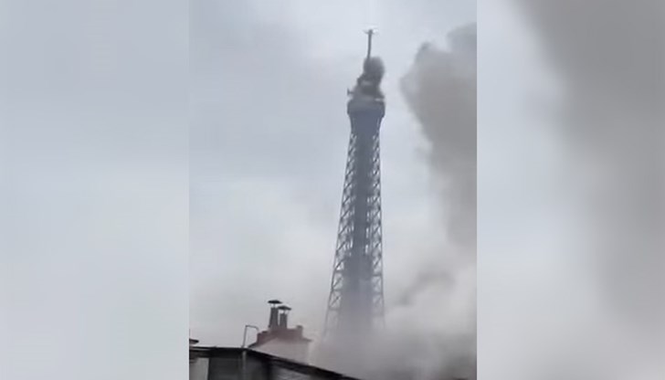 Кадрите показват бомби, които поразяват Айфеловата кула и квартала с Парижката опера