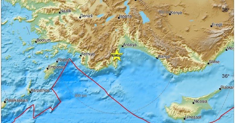 Земетресение с магнитуд 4,6 бе регистрирано днес в турския средиземноморски