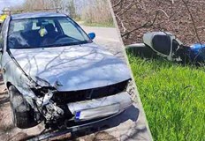 Шофьор на лек автомобил му е сякъл пътя23 годишен мотоциклетист е