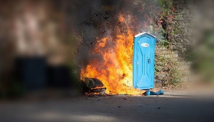 Вследствие на горенето се е спукал резервоара в който се намират химикалите Вследствие на горенето се е спукал резервоара в който се намират химикалите