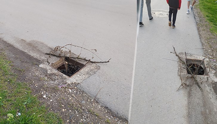 Вече 2 месеца липсва капак на канализационна шахта зад блок 112 в квартал Чародейка създавайки предпоставка за ПТП